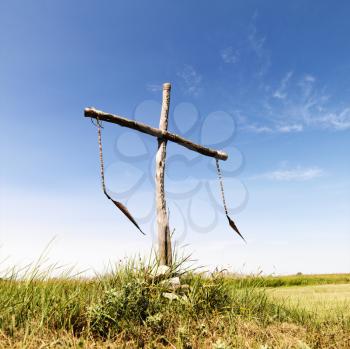 Royalty Free Photo of a Ceremonial Burial Site in a Remote Field