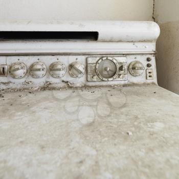 Royalty Free Photo of a Close-up of a Dirty Old Antique Stove