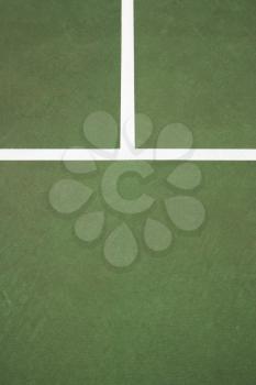 Royalty Free Photo of White Lines on a Green Concrete of a Tennis Court