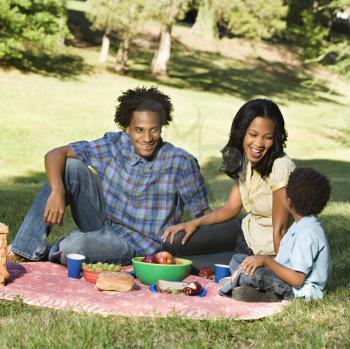 Royalty Free Photo of a Family Having a Picnic in the Park