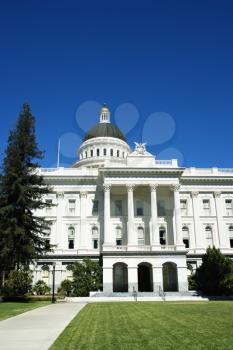 Royalty Free Photo of a Front Lawn of the Sacramento Capitol Building, California, USA