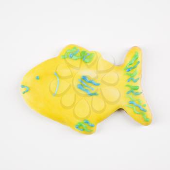 Royalty Free Photo of a Sugar Cookie in the Shape of a Fish With Decorative Icing