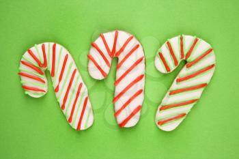 Royalty Free Photo of Candy Cane Sugar Cookies With Decorative Icing