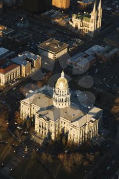 Royalty Free Photo of an Aerial Landscape of Denver, Colorado's State Capitol building, United States
