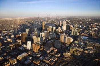 Royalty Free Photo of an Aerial Cityscape of Urban Denver, Colorado, United States
