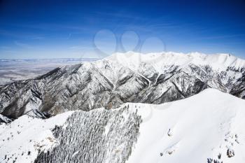 Royalty Free Photo of an Aerial Scenic of a Snowy Sangre De Cristo Mountains, Colorado, United States in Winter
