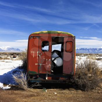 Royalty Free Photo of an Abandoned Truck in Rural Snowy Colorado 