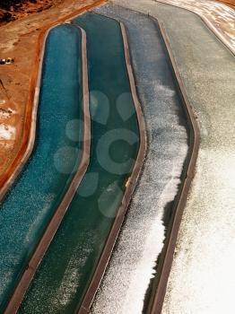 Royalty Free Photo of an Aerial Detail of Tailing Ponds For Mineral Waste in Rural Utah, United States
