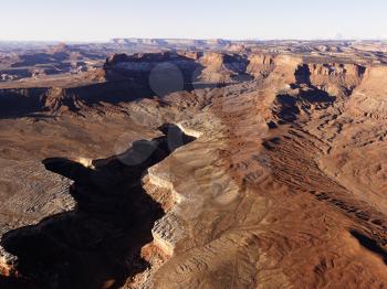 Aerial landscape of canyon in Canyonlands National Park, Utah, United States.