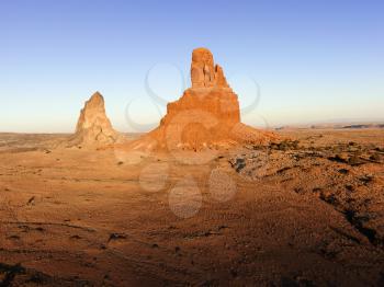 Scenic landscape of rock formations in Arizona, United States.