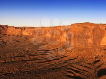 Scenic landscape of canyon in Monument Valley near the border of Arizona and Utah, United States.
