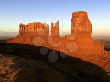 Royalty Free Photo of a Scenic Landscape of Mesas in Monument Valley Near the Border of Arizona and Utah, United States