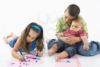 Royalty Free Photo of Little Kids Coloring