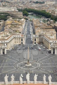 St Peter's Square with Vatican City in the background. Vertical shot.