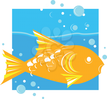 Royalty Free Clipart Image of a Fish Swimming in Water
