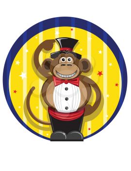 Royalty Free Clipart Image of a Monkey in a Top Hat