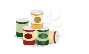 Royalty Free Clipart Image of Cans of Food
