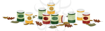 Royalty Free Clipart Image of Canned Food