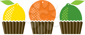 Royalty Free Clipart Image of an Assortment of Fruit Cups