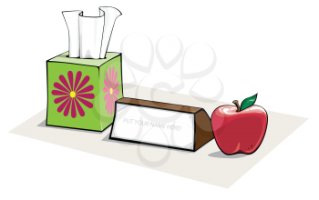 Royalty Free Clipart Image of Items on a Desk