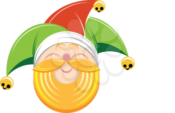 Royalty Free Clipart Image of a Bearded Elf Wearing a Jester's Cap
