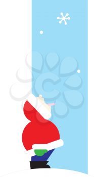 Royalty Free Clipart Image of a Child Catching Snowflakes in His Mouth