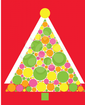 Royalty Free Clipart Image of a Christmas Tree Decorated with Circles
