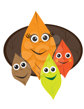 Royalty Free Clipart Image of Smiling Leaves