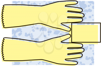 Royalty Free Clipart Image of a Pair of Rubber Gloves
