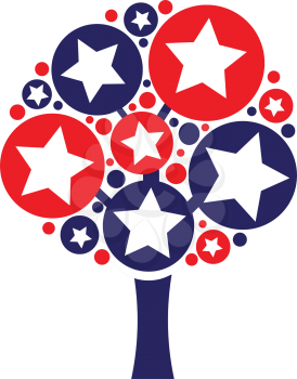 Royalty Free Clipart Image of a Patriotic Tree with Stars