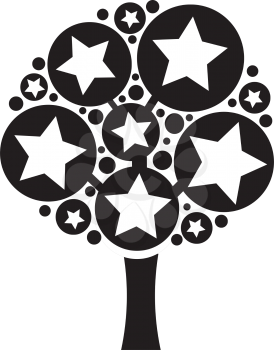 Royalty Free Clipart Image of a Patriotic Tree with Stars
