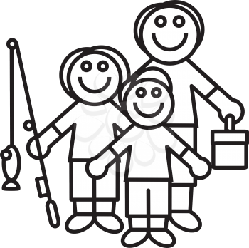 Royalty Free Clipart Image of a Family Going Fishing