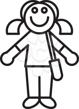 Royalty Free Clipart Image of a Girl Holding a Book Bag