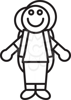 Royalty Free Clipart Image of a Girl Carrying a Back Pack