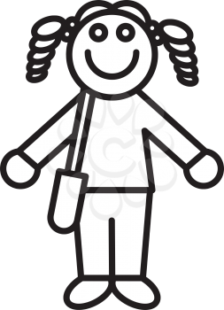 Royalty Free Clipart Image of a Girl Holding a Book Bag