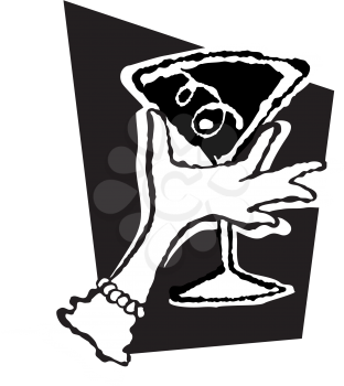 Royalty Free Clipart Image of a Ladies' Hand Holding a Martini Glass