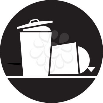 Royalty Free Clipart Image of a Symbol of Trash Cans
