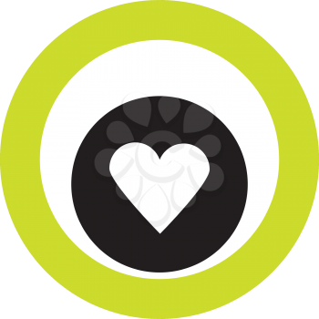 Royalty Free Clipart Image of a Heart Symbol in the Center of Two Circles