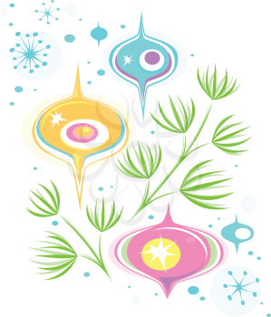 Royalty Free Clipart Image of Brightly Coloured Ornaments