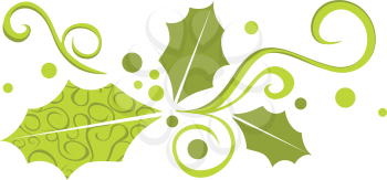 Royalty Free Clipart Image of a Green Holly Swirl