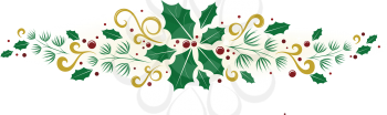 Royalty Free Clipart Image of a Holly And Pine Banner