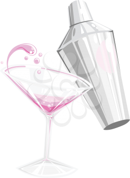 Royalty Free Clipart Image of a Martini and Shaker