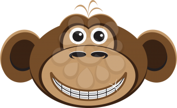 Royalty Free Clipart Image of a Smiling Monkey Wearing Braces