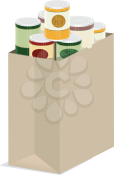 Royalty Free Clipart Image of a Plain Sack of Canned Goods