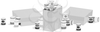 Royalty Free Clipart Image of Sacks of Canned Goods