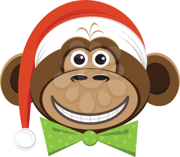 Royalty Free Clipart Image of a Monkey Wearing A Santa Hat