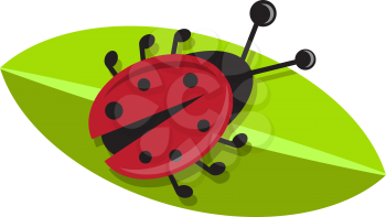 Royalty Free Clipart Image of a Ladybug on a Leaf