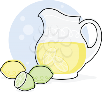Royalty Free Clipart Image of Lemonade and Limes