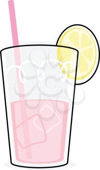 Royalty Free Clipart Image of a Glass of Pink Lemonade
