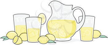 Royalty Free Clipart Image of Lemonade in Glasses and a Pitcher